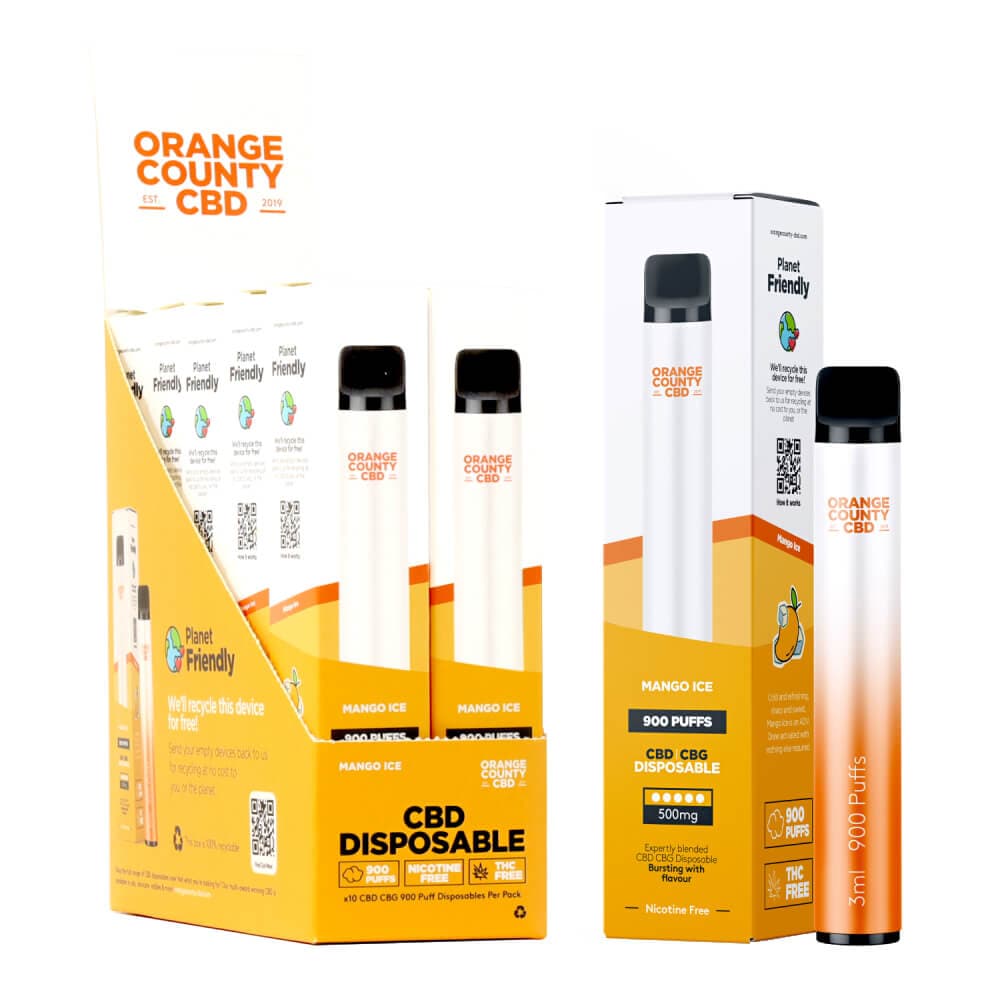 3ml Disposable Vape Pen 500mg CBD - Mango Ice (Display 10x)