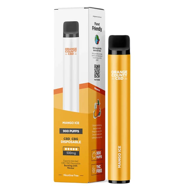 3ml Disposable Vape Pen 500mg CBD - Mango Ice (Display 10x)