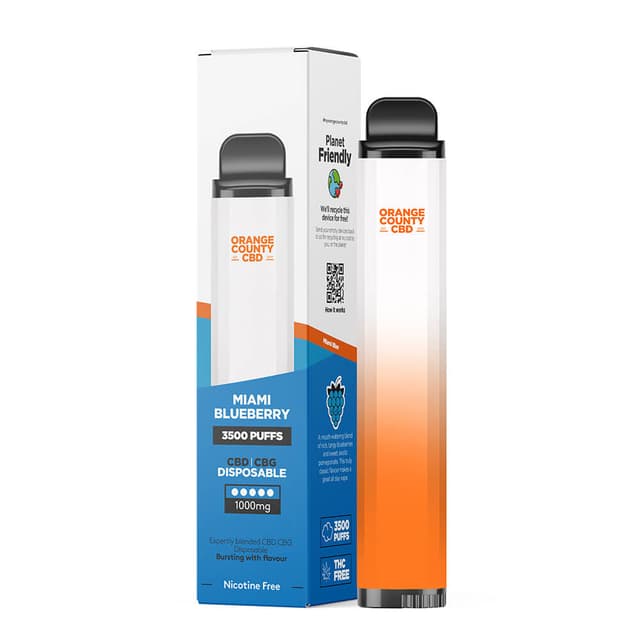 10ml Disposable Vape Pen - Miami Blueberry 1000mg CBD (Display 10x)