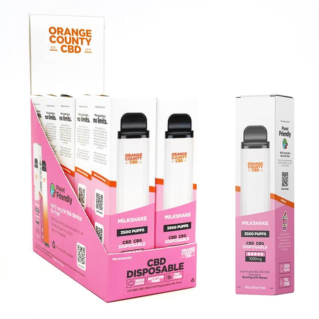10ml Disposable Vape Pen - Milkshake 1000mg CBD (Display 10x)