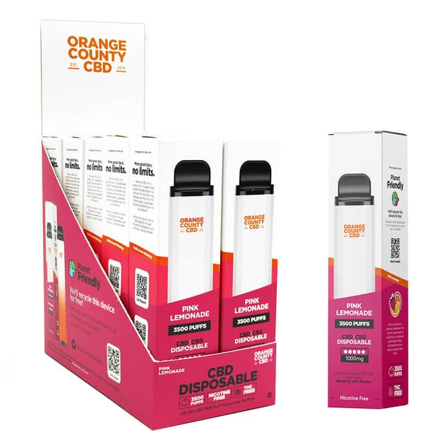 10ml Disposable Vape Pen - Pink Lemonade 1000mg CBD (Display 10x)