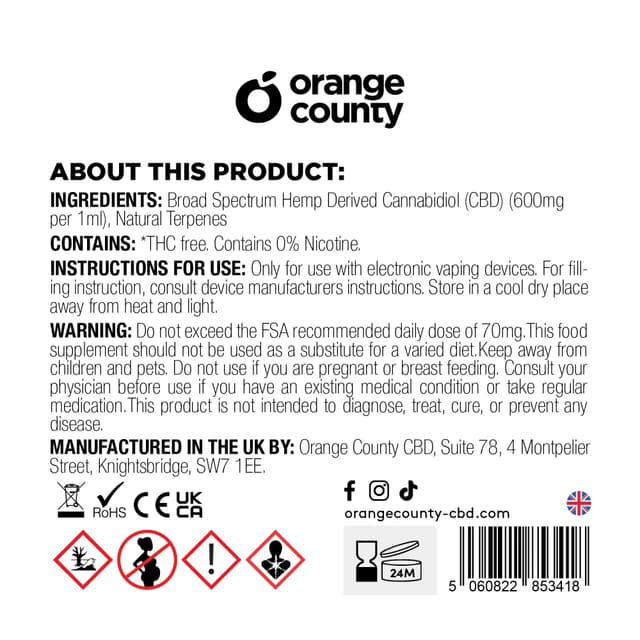 1ml Cali Disposables 600mg CBD - Alien OG (Display 10x)